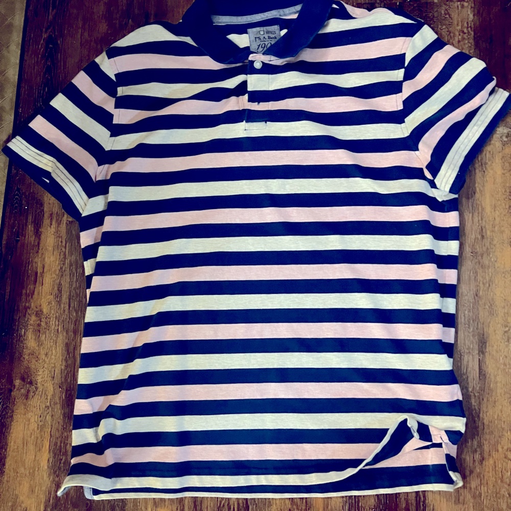 Jos A Bank Short Sleeve Striped Polo Slim Fit 1905 Size  Large Like New